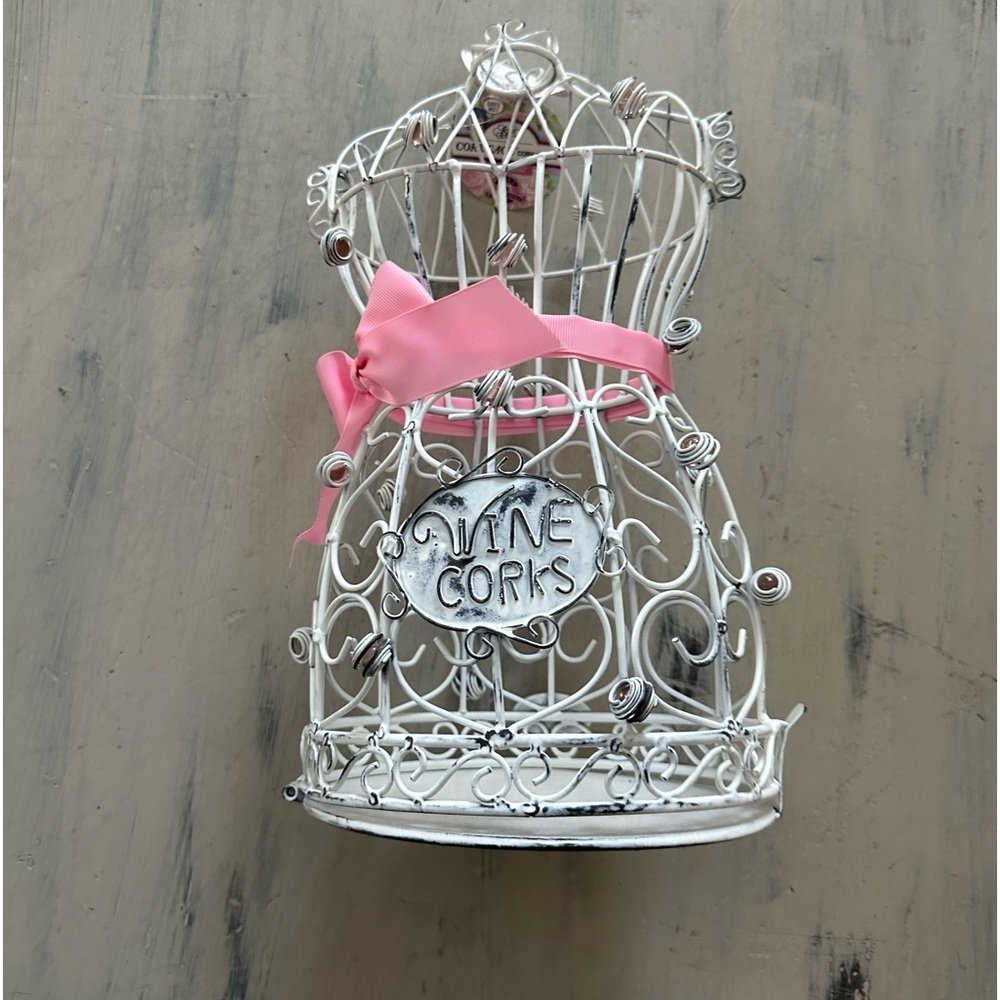 New Cork Cage/Cork Holder/White Corset 13"/Aluminum/Wine Holder/Gift/Her/Women’s